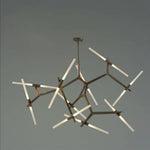 Lustre Nordique À Plusieurs Branches Noir - 20 Lampes Luminaire Doré