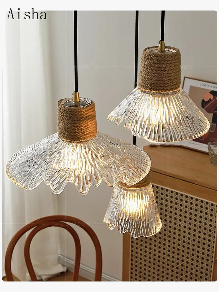 lámpara colgante nórdica japonesa de tres cabezas estilo tronco para interior creativo