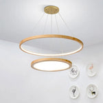 Lustre Scandinave Bois Arya 2 Anneaux Luminaire Chambre