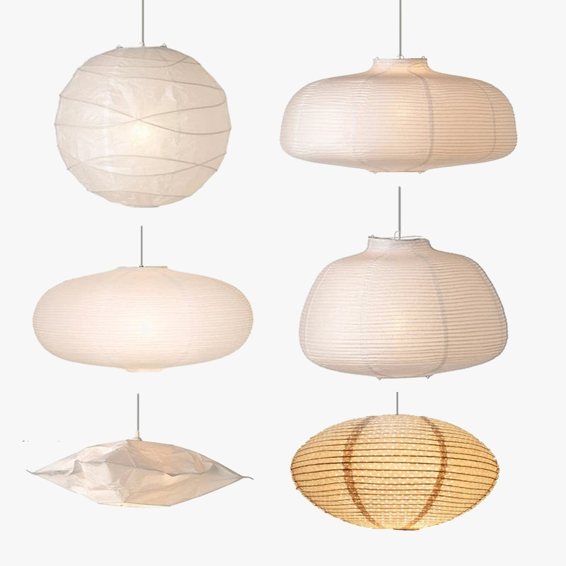 lámpara esférica de papel japonés forma de luna iluminación interior