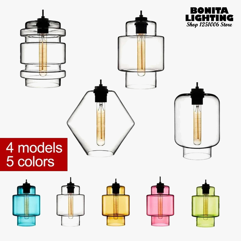 lámpara colgante moderna de vidrio transparente diseño elegante