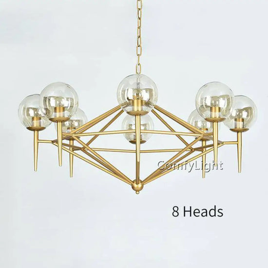 Lustre Vintage Doré Avec Globe Loft 8 Lampes Luminaire Chambre