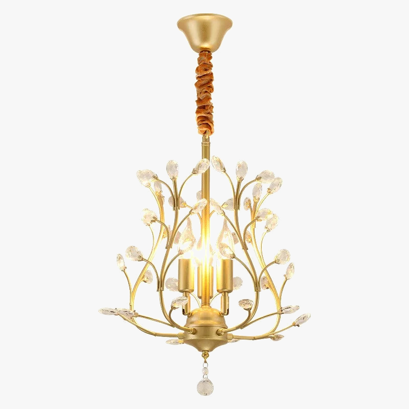 lámpara de araña vintage de cristal de cuatro brazos para iluminación elegante