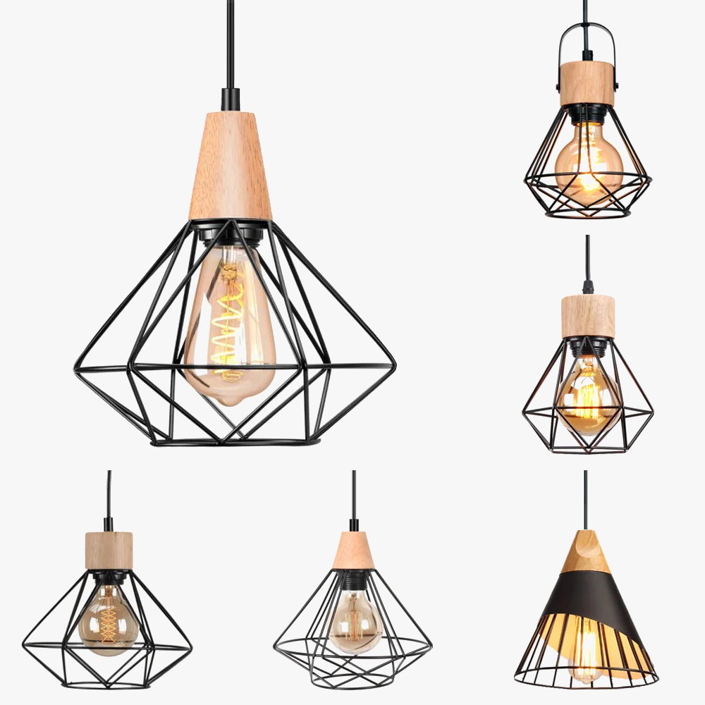 lustre vintage industrial en metal jaula loft luminaria