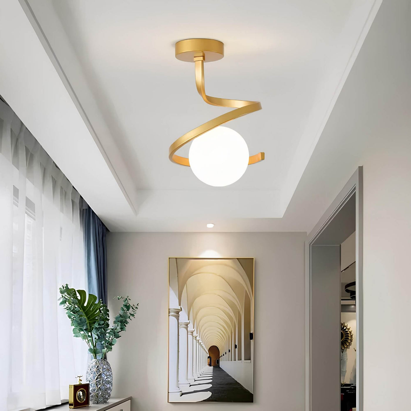 Plafonnier moderne en verre et fer à une lumière
