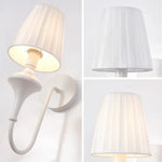 Modern Elegant White Fabric Shade Wall Lamps 1-Light Romantic E14 Socket Bedside Sconce Light
