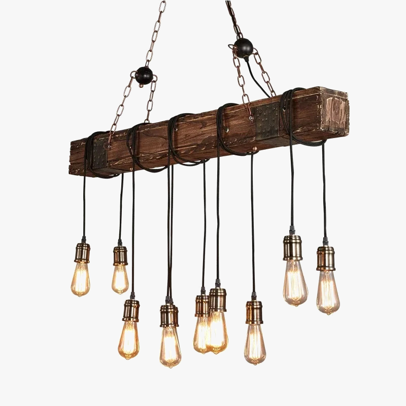 Lámpara colgante LED de madera vintage industrial