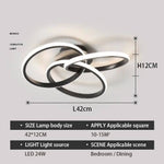 Plafonnier Led Design Anneaux Métal Loft Noir / 42Cm Froide Luminaire Chambre