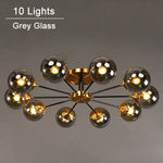 Plafonnier Led Étoile Globes Verre 10 Lampes - Gris / Chaude Luminaire Chambre