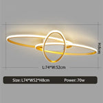 Plafonnier Led Orfa Anneaux Imbriqués Doré - 74 X 52 Cm Luminaire Chambre