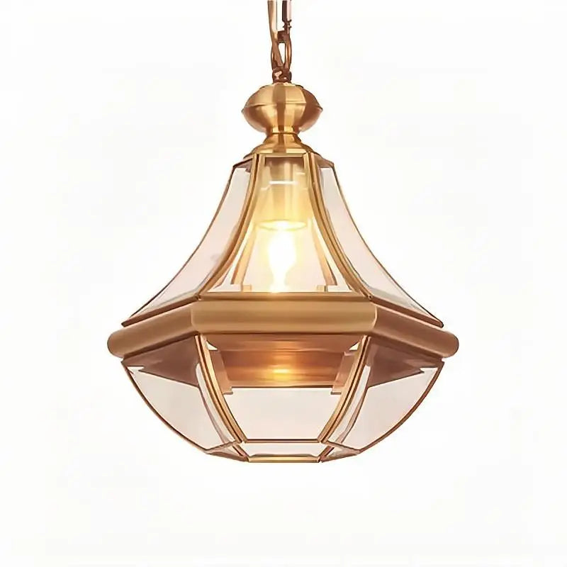 Suspensión exterior estilo americano rural cobre macizo impermeable candelabro porche villa solárium/pasillo/balcón pabellón lámpara de latón
