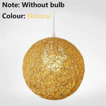 Suspension Boule Tissu Wicker Beige / 15Cm Luminaire Chambre