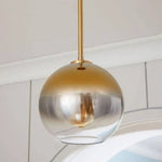 Suspension Boule Verre Ambré Loft Doré / 25Cm Luminaire Chambre