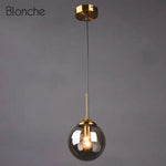 Suspension Boule Verre Fumé Hang Fumé Luminaire Chambre