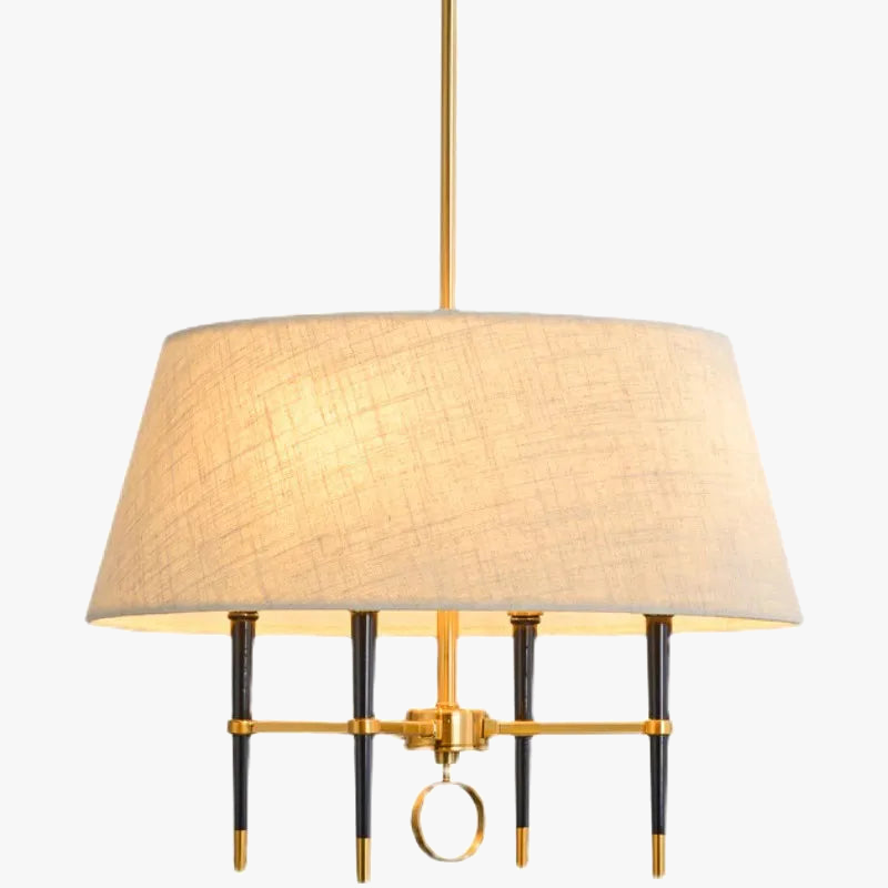 Lámpara colgante circular de tela estilo chino con lámpara colgante de cobre
