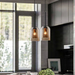 Suspension Double Tube Verre Fumé Luminaire Chambre