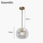 Suspension Led Boule Verre Dorée Luminaire Doré