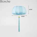 Suspension Led Chinoise En Tissu Bleu Ciel - B Luminaire Chambre