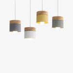 Suspension Led Cylindre Métal Bois Design Luminaire Chambre