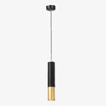Suspension Led Cylindre Noir-Or Design Luminaire Chambre