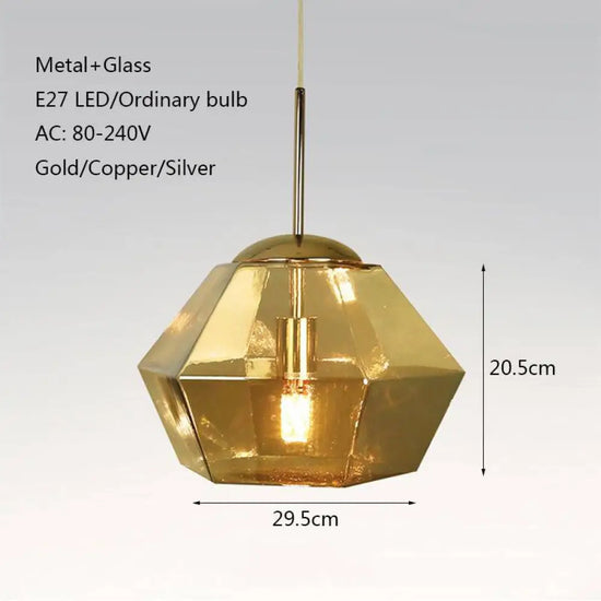 Suspension Led Diamants En Verre Coloré Luminaire Chambre