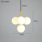 Suspension Led Dorée Avec Boules En Verre Luminaire Doré