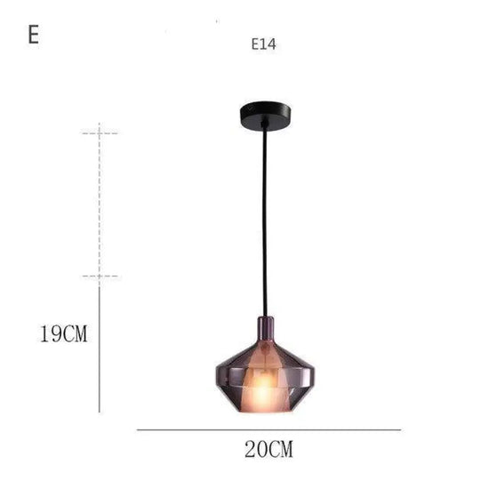 Suspension Led En Verre Coloré E / 20 X 19Cm Luminaire Chambre
