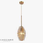 Suspension Led Géométrique En Verre Luxueux Luminaire Cuivre