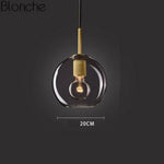 Suspension Led Industrielle En Verre Arrondi A / Doré Luminaire Chambre