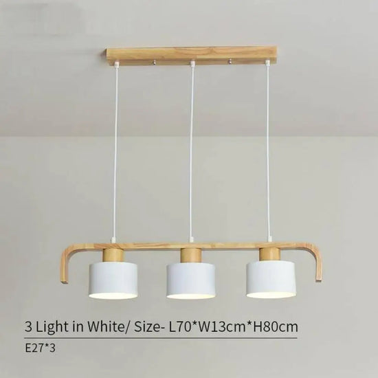 Suspension Led Moderne Bois Coloré Blanc - 3 Lampes Luminaire Chambre