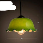 Suspension Led Rétro Avec Abat-Jour Courbé Vert Luminaire Chambre
