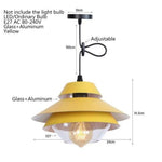 Suspension Led Vintage Métal Et Verre Coloré Luminaire Chambre