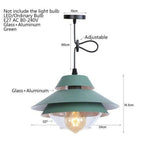 Suspension Led Vintage Métal Et Verre Coloré Vert Luminaire Chambre