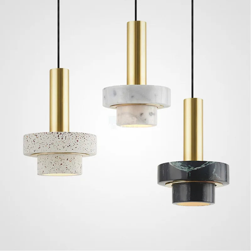 Lámpara colgante nórdica simple moderna de lujo con mármol para restaurante, pasillo, callejón, café, balcón, bar, lámpara de noche decorativa