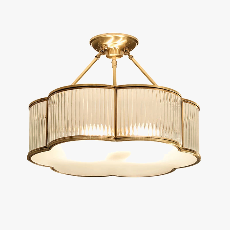 Lámpara de vidrio de cobre E27 LED montada en techo para sala, pasillo, dormitorio