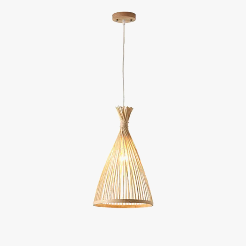 Lámpara colgante vintage hecha a mano en bambú para restaurante y café Lustres Base de madera Bombilla Iluminación Hotel Habitación Interior Clásico